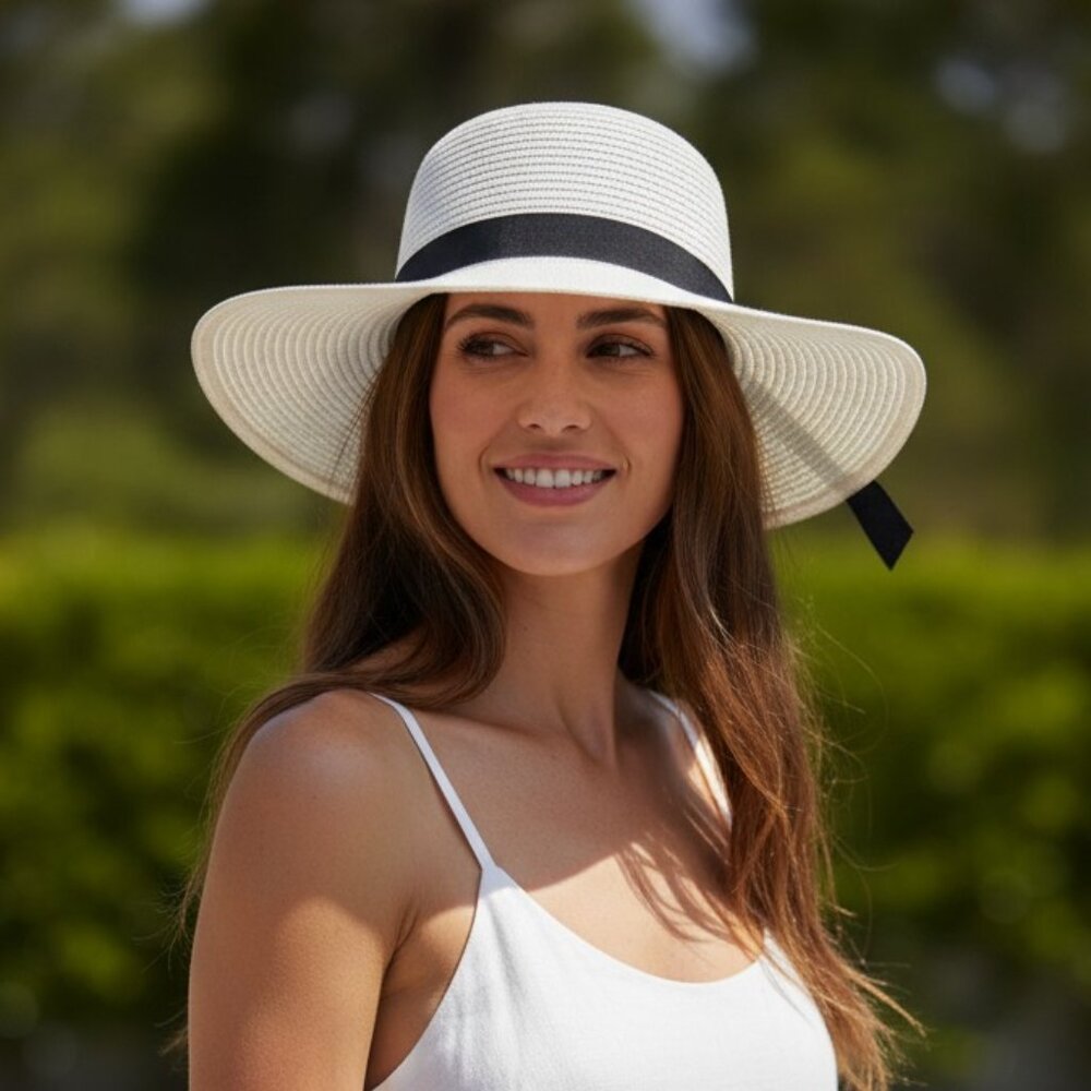 Chic Sun Protection Straw Hat with Bow Detail